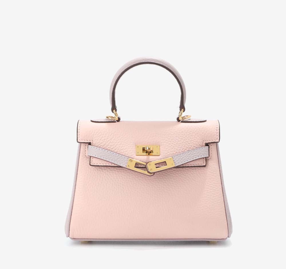 Womens Mini Padlock Pink / Mauve Pale Gold Hardware Grainy Togo Leather