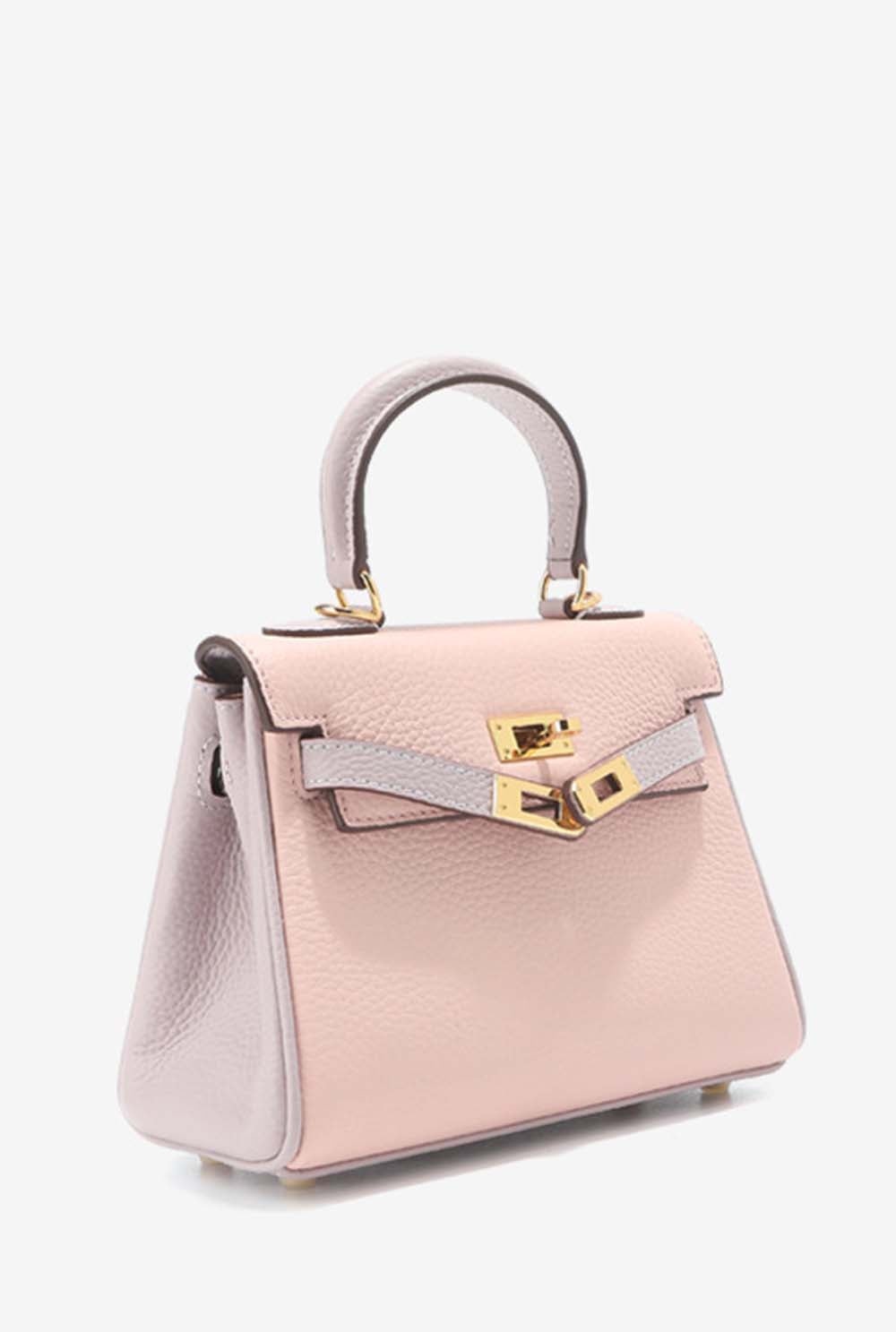 Womens Mini Padlock Pink / Mauve Pale Gold Hardware Grainy Togo Leather