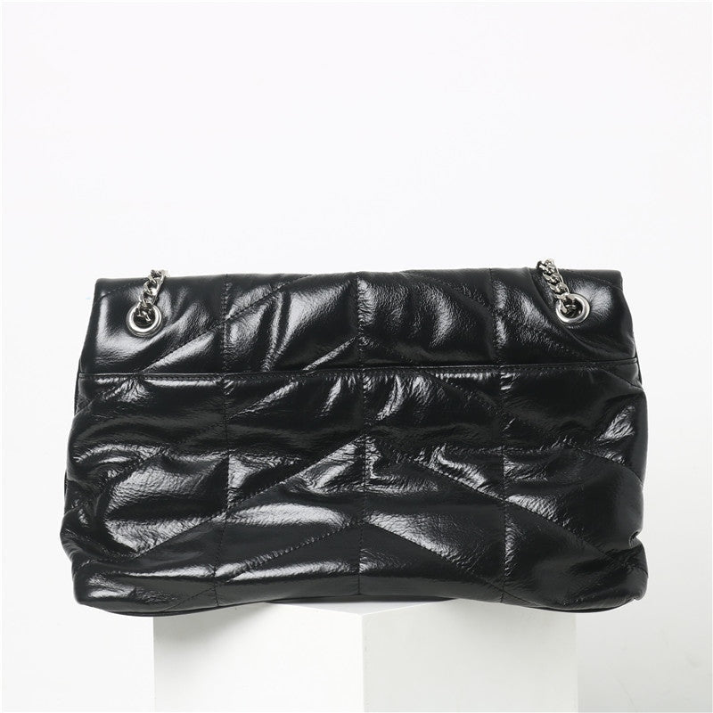 Womens Quilted Calfskin Leather Shoulder Bag
