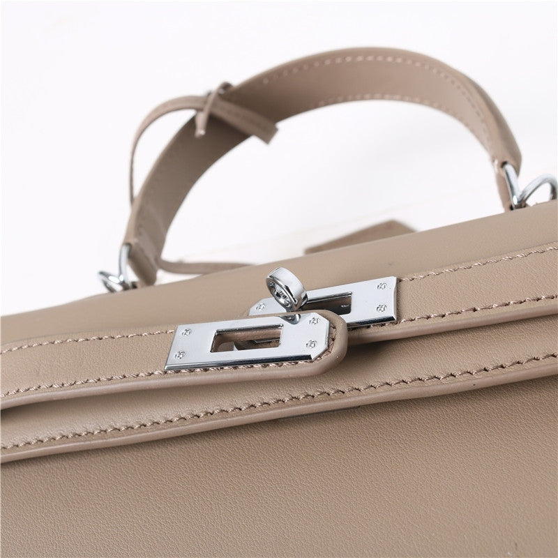 Womens Swift Leather Padlock Top Handle Cross Body Bag