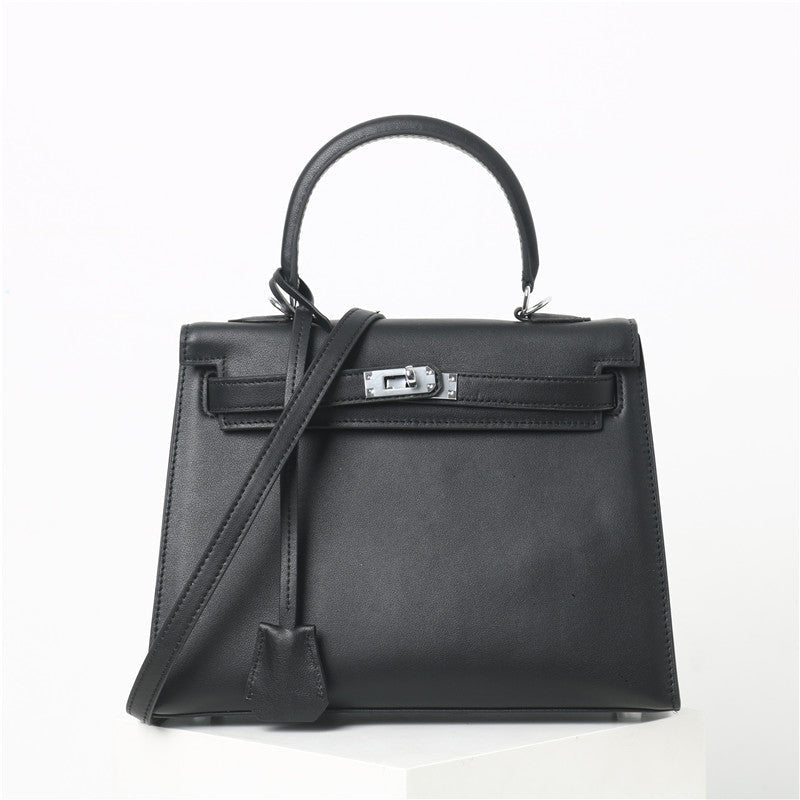 Womens Swift Leather Padlock Top Handle Cross Body Bag