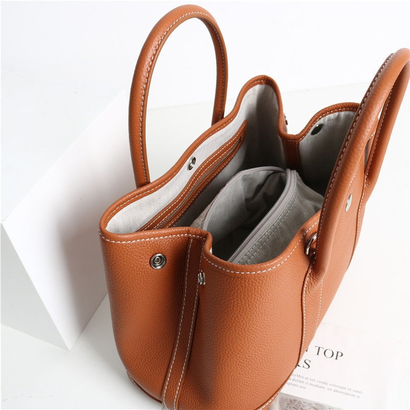 Calfskin Leather Top Handle Tote Bag