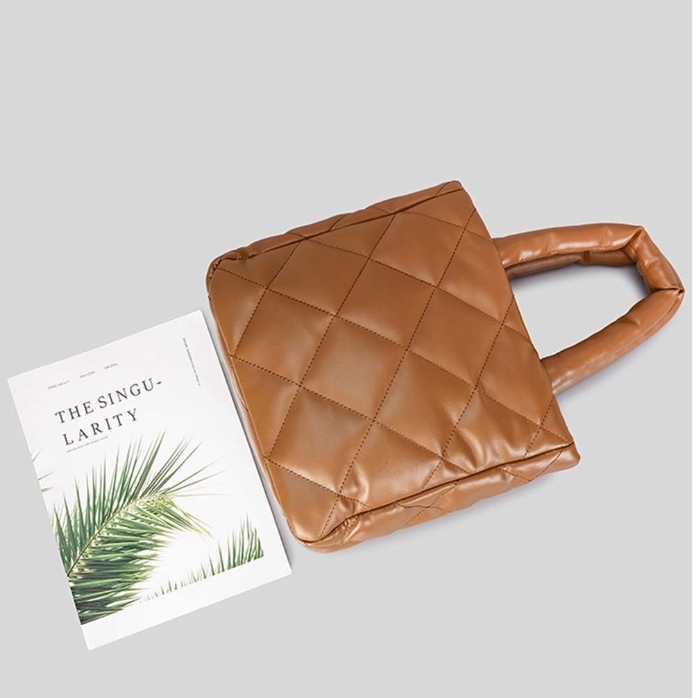 Faux -Leather Quilted Tote Bag
