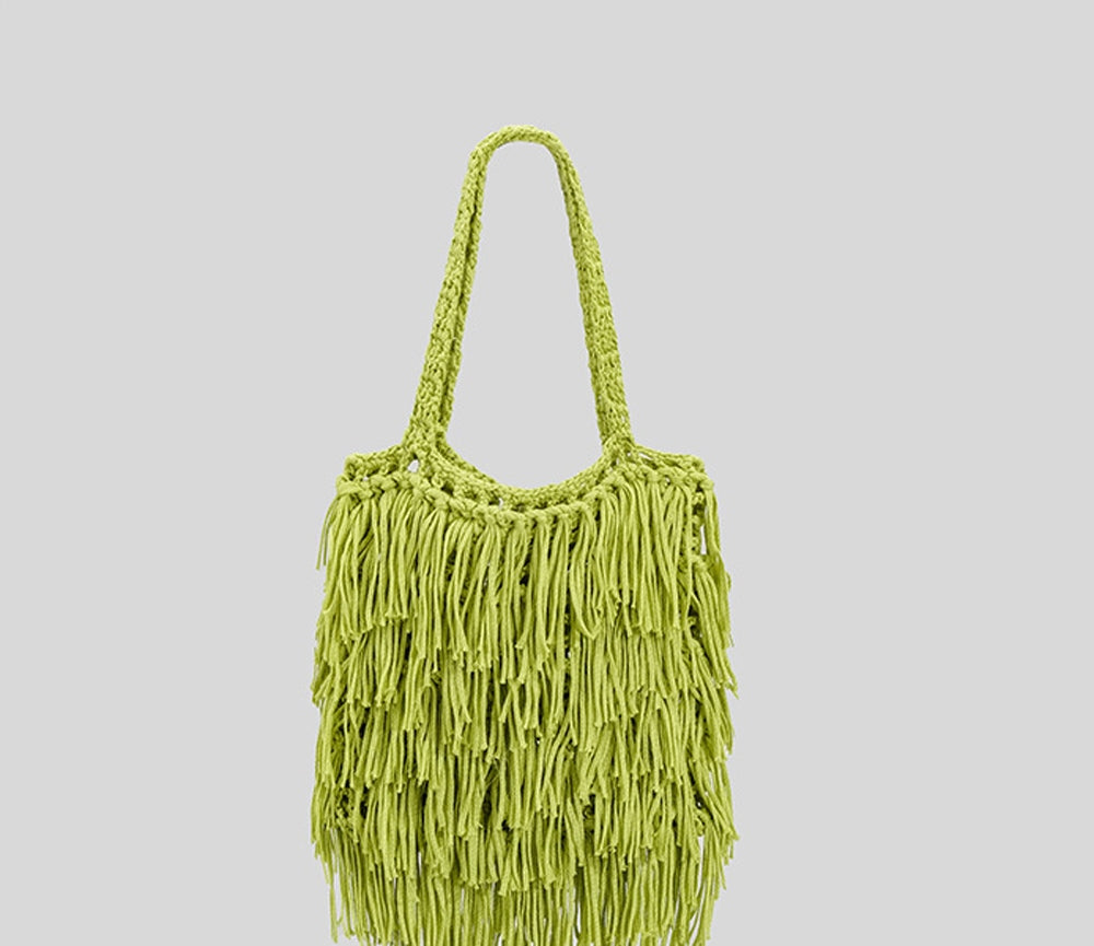 Hand-Woven Cotton Hemp Knit Shopping Hobo Shoulder Bags Natural Dyed