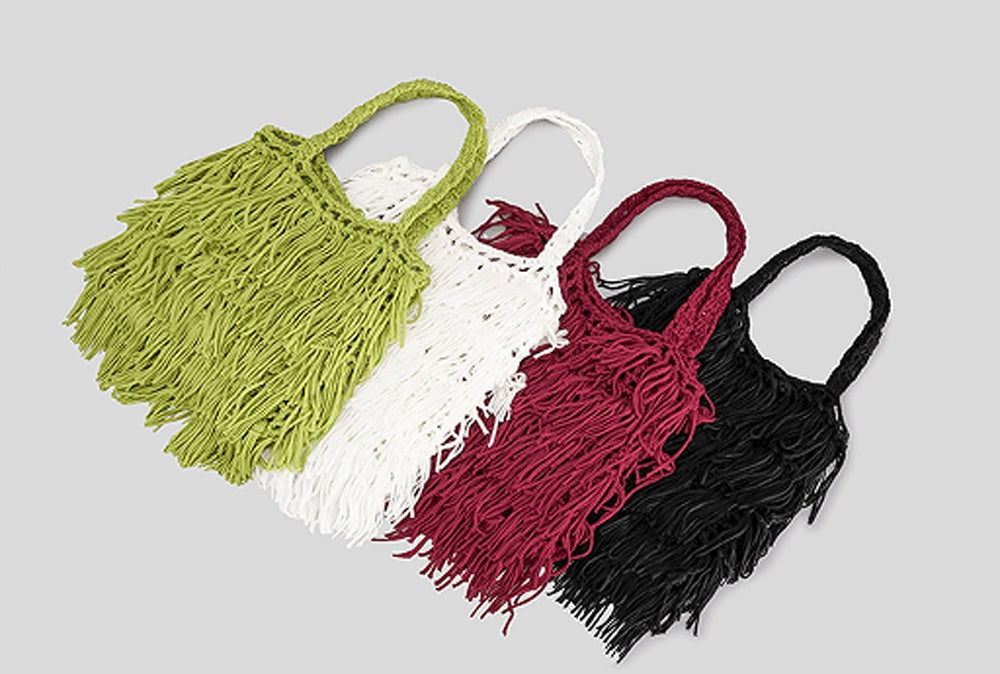 Hand-Woven Cotton Hemp Knit Shopping Hobo Shoulder Bags Natural Dyed