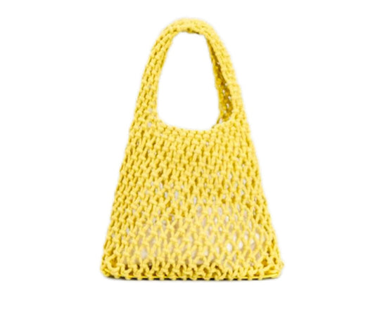 Hand-Woven Cotton Hemp Knitted Small Shopping Hobo Handle Bags Natural Dyed