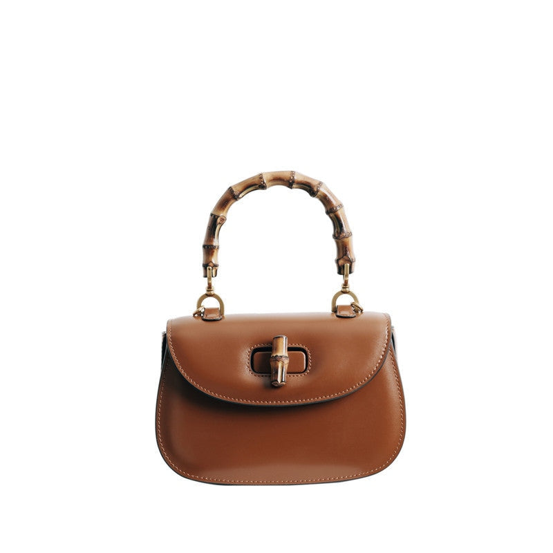 Leather Bamboo Small Top Handle Bag