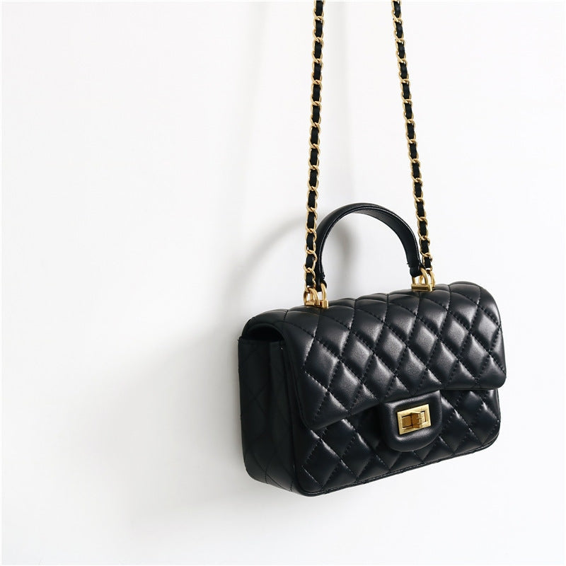 Leather Quilted Top Handle Bag