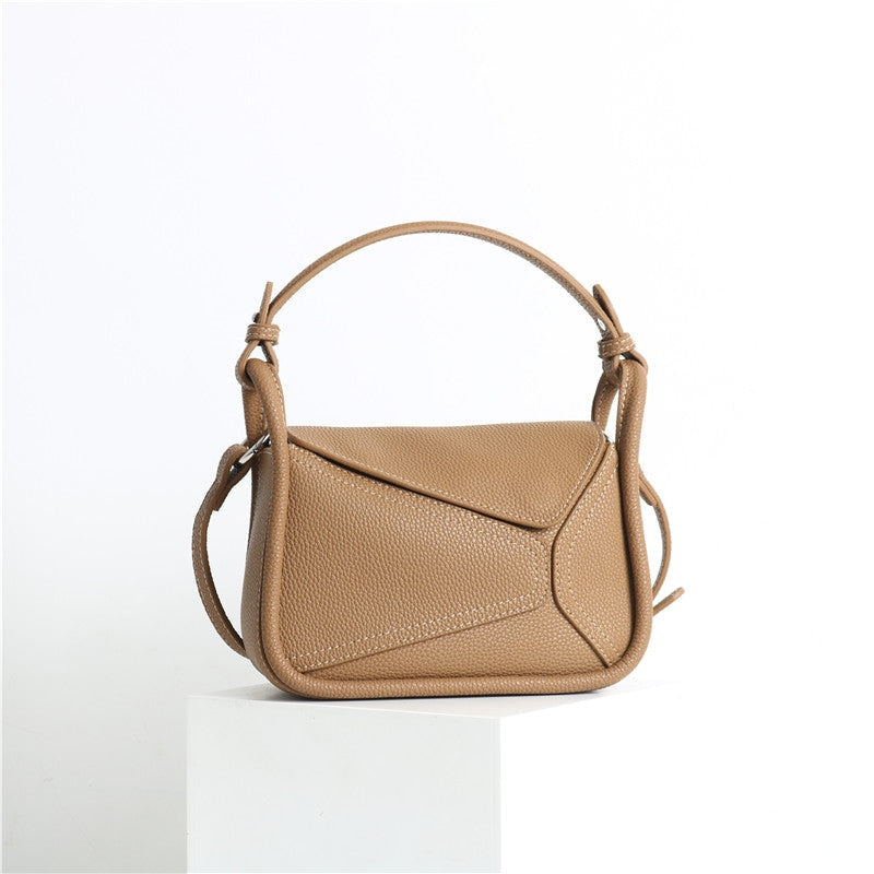 Leather Small Pazzle Top Handle Shoulder Bag