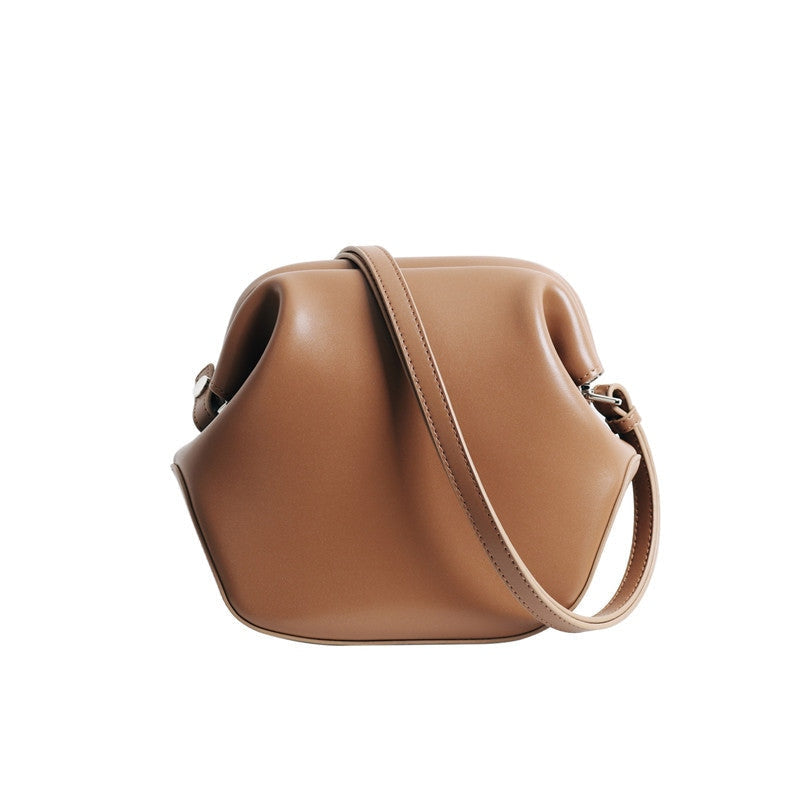Leather Steamer Bun Clutch Purse Handbag