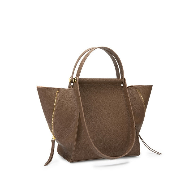 Leather Trapeze Top Handle Bag
