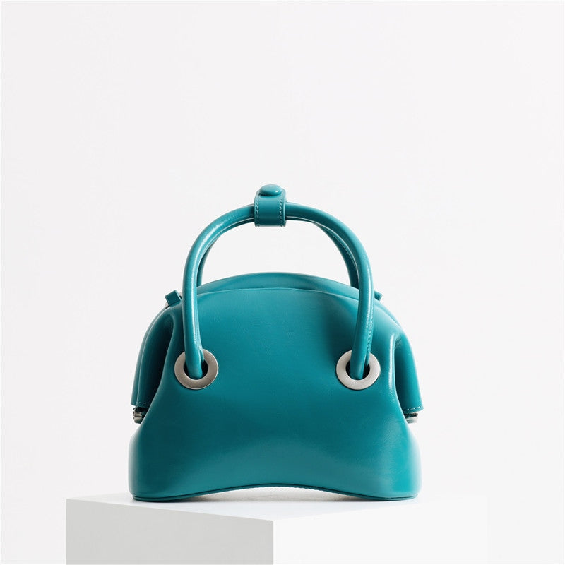 Mini Leather Circle Top Handle Bag