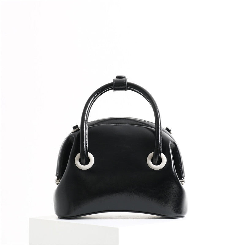 Mini Leather Circle Top Handle Bag