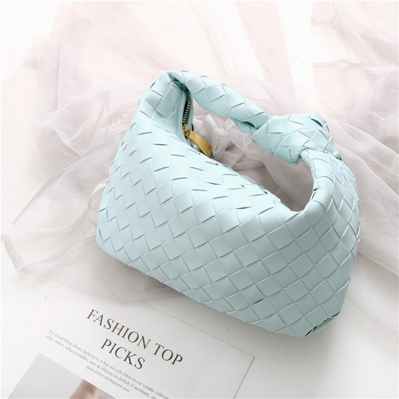 Mini Leather Woven Hobo Bag Dumpling Knotted Handbag