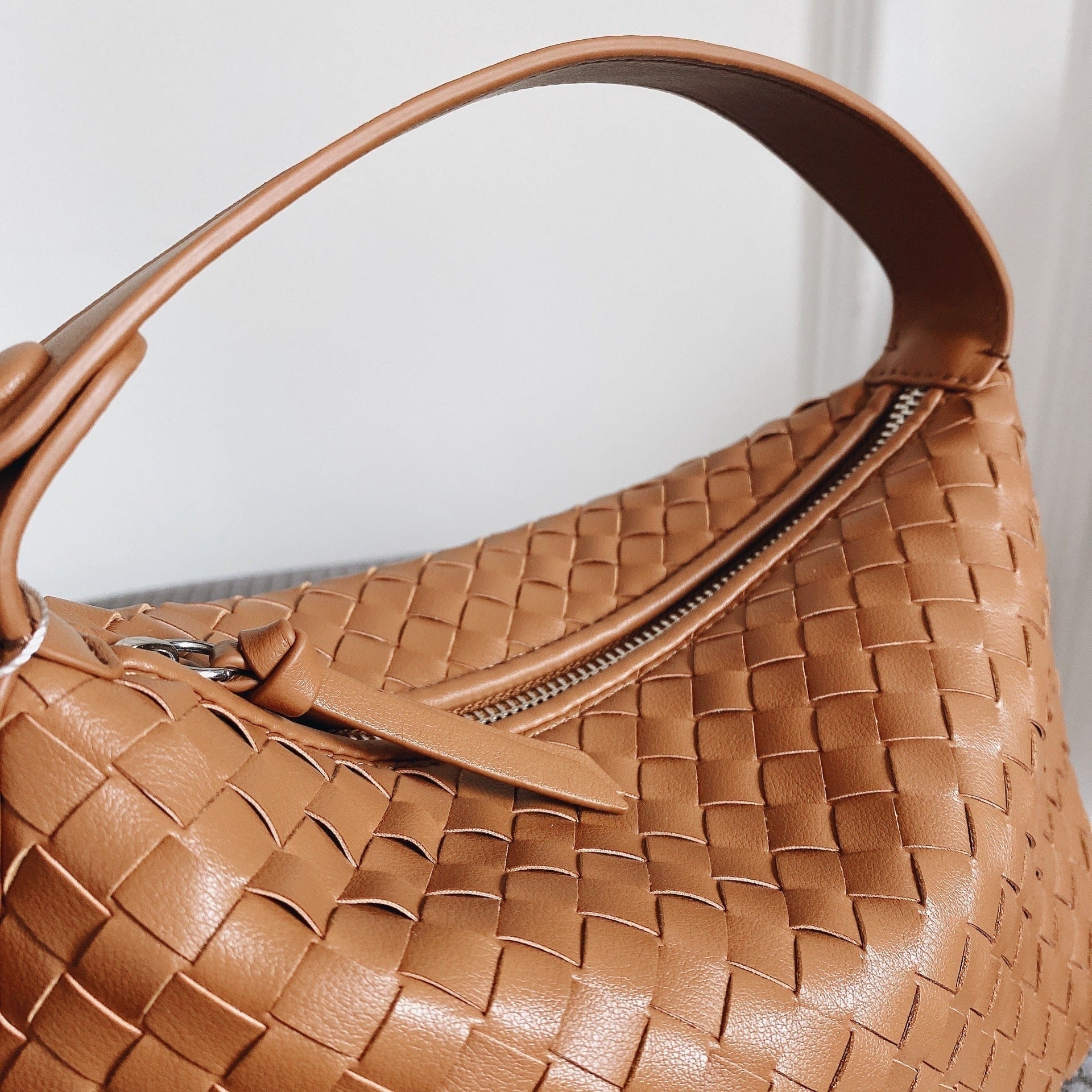 Mini Leather Woven Hobo Handle Bag