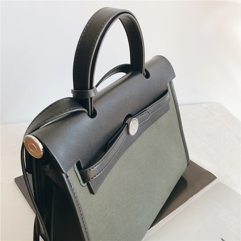 Padlock Canvas And Leather Tote Shoulder Bag