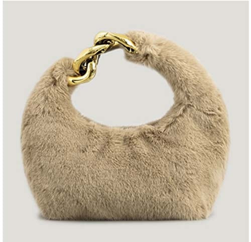 Plush Faux Fur Hobo Moon Shoulder Bag