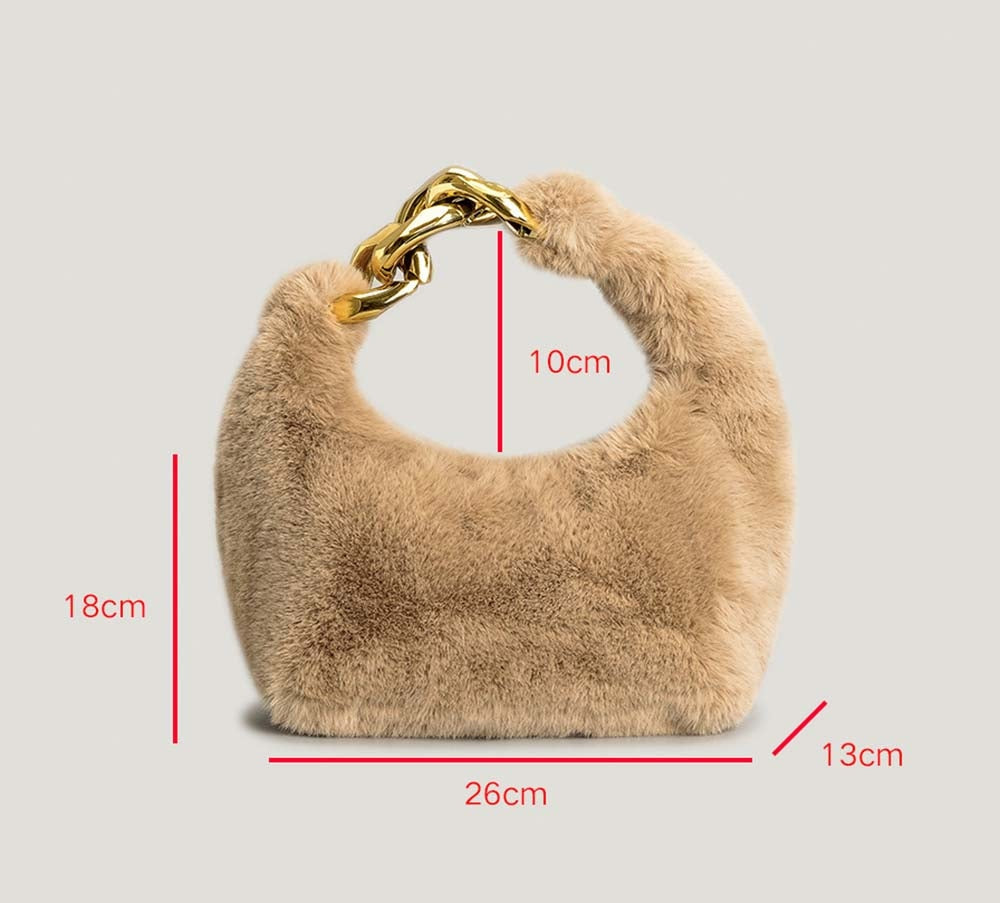 Plush Faux Fur Hobo Moon Shoulder Bag