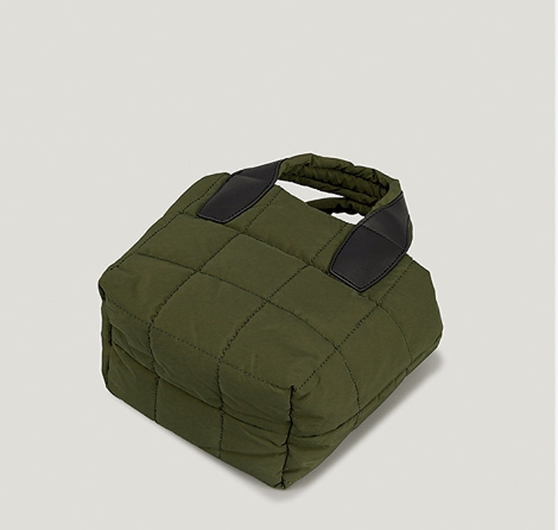 Puffer Padded Nylon Top Handle Cross Body Bag