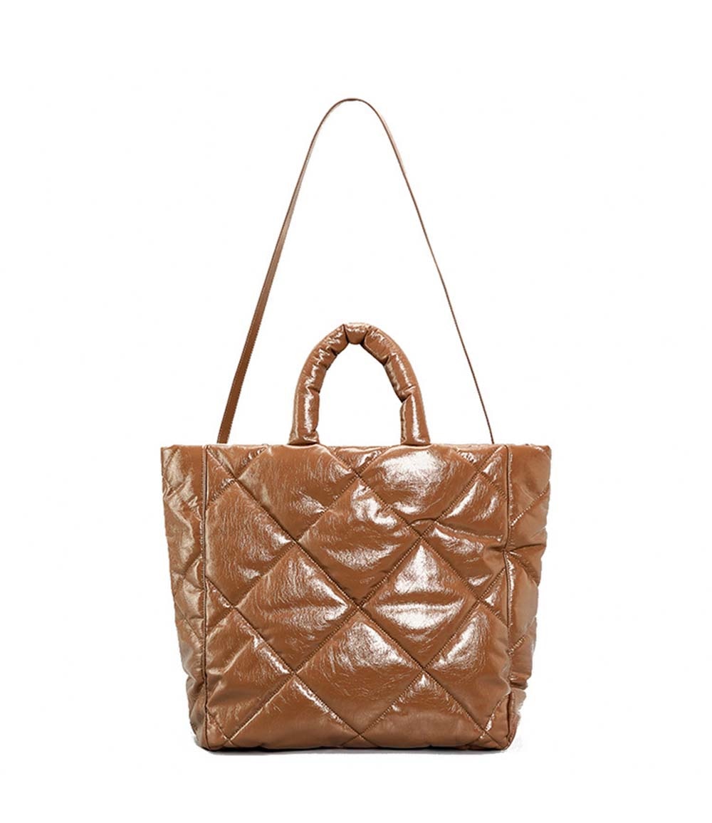 Quilted Faux-Leather Large Padded Tote Bag