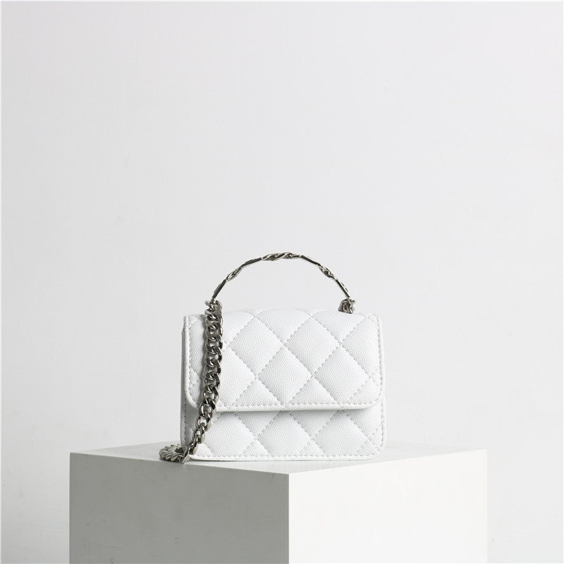 Quilted Mini Leather Top Handle Bag