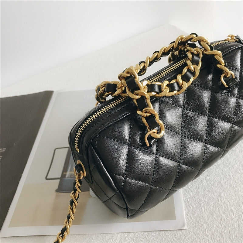 Small Quilted Leather Top Handle Cross Body Bag