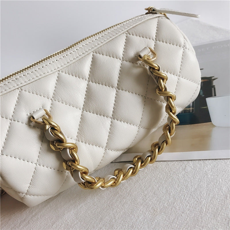 Small Quilted Leather Top Handle Cross Body Bag