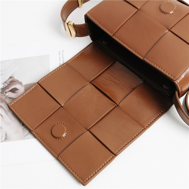 Small Woven Leather Cross Body Shoulder Bag