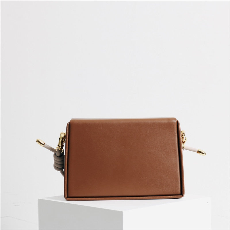 Unique Leather Square Box Shoulder Bag Small