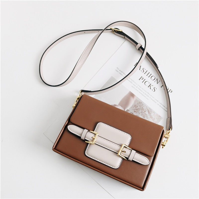 Unique Leather Square Box Shoulder Bag Small