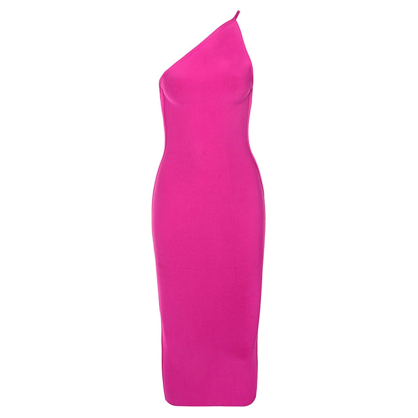 Winnal Backless One Shoulder Knee Length Bodycon Bandage Dress