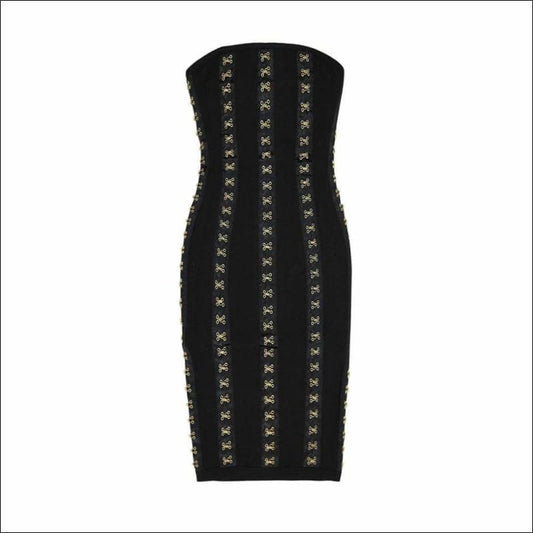Winnal Black sleeveless bandage dress With Knot Detailing