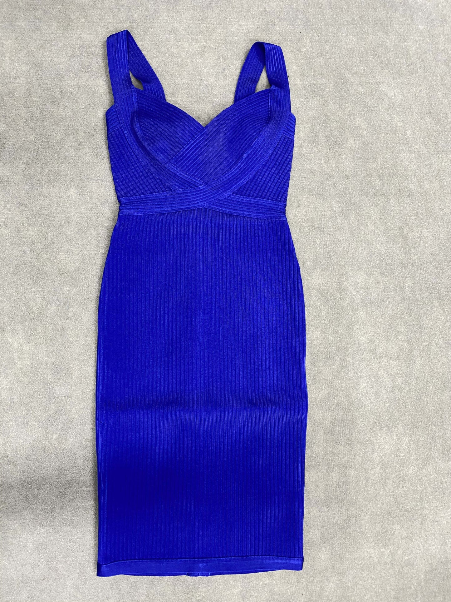Winnal Classic Backless Low Cut Mini Bodycon Bandage Dress Blue