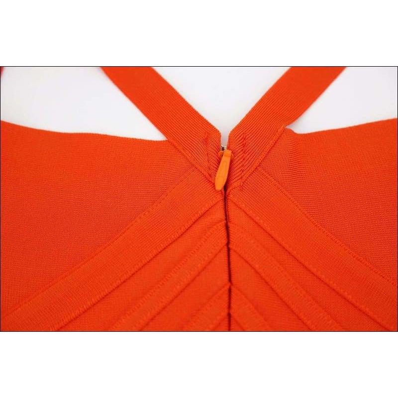 Winnal Classic shoulder style with short sleeves Backless Low V-neckline Knee length Mini Bandage Dress