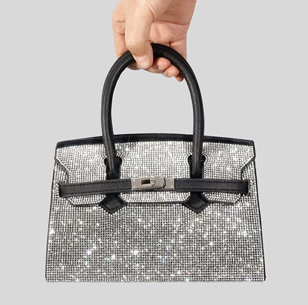 Winnal Crystal Padlock Birkin Style Top Handle Bag