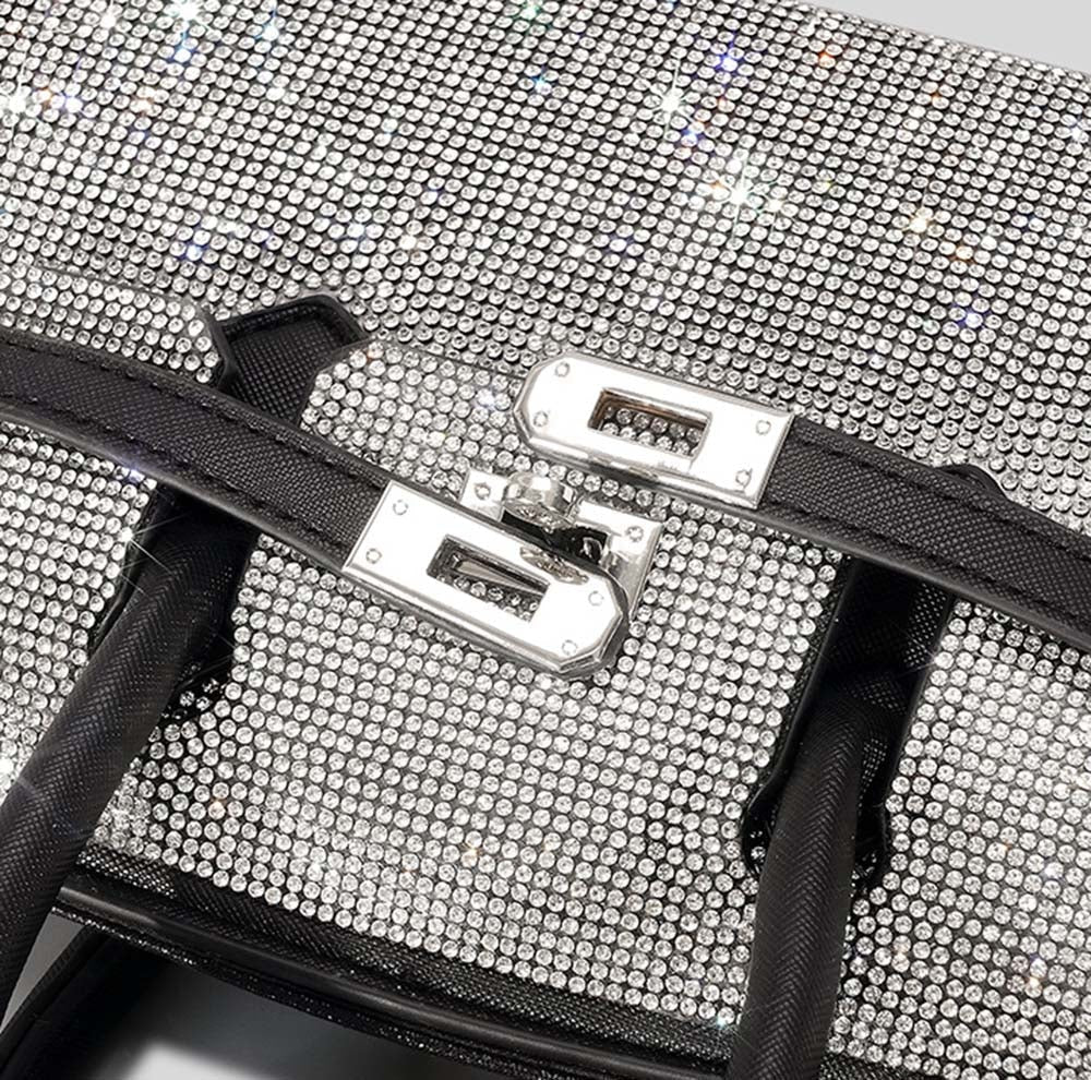 Winnal Crystal Padlock Birkin Style Top Handle Bag
