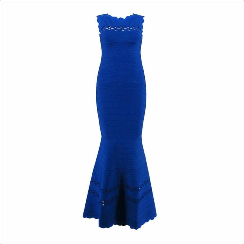 Winnal Electro Blue Sleeveless Bodice And Hips Mermaid Maxi Dress