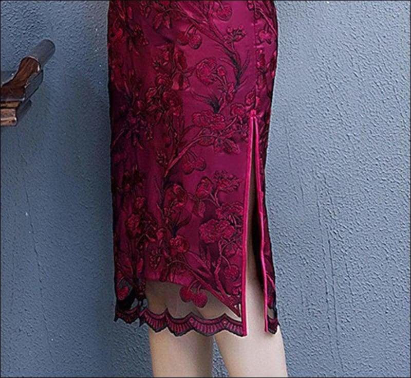 Winnal Floral Lace Cheongsam Dress