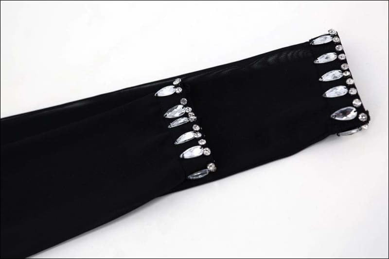 Winnal Long Sleeve Mesh Insert Bandage Dress With Crystal Trimming