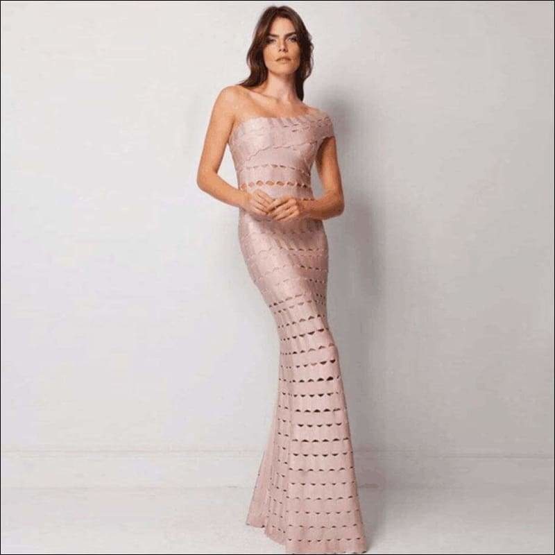 Winnal One Shoulder Strapless Sleeveless Cut Out Wave Hem Mermaid Prom Dresses