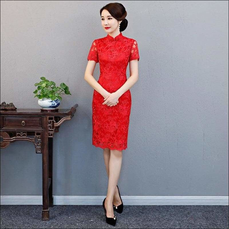 Winnal Retro Lace Mandarin Collar Cheongsam Elegant Slim Chinese Style Long Qipao Dress Oversize 3XL