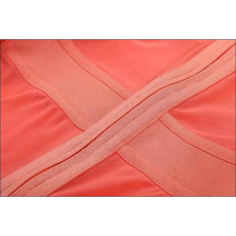 Winnal Sexy Bodycon Dress Night Party Club Mid Long Sleeve Orange transparent Scoop neckline