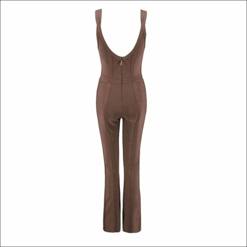 Winnal Sexy Jumpsuit Sleeveless V Neck Long Pants Wideth Back Zip