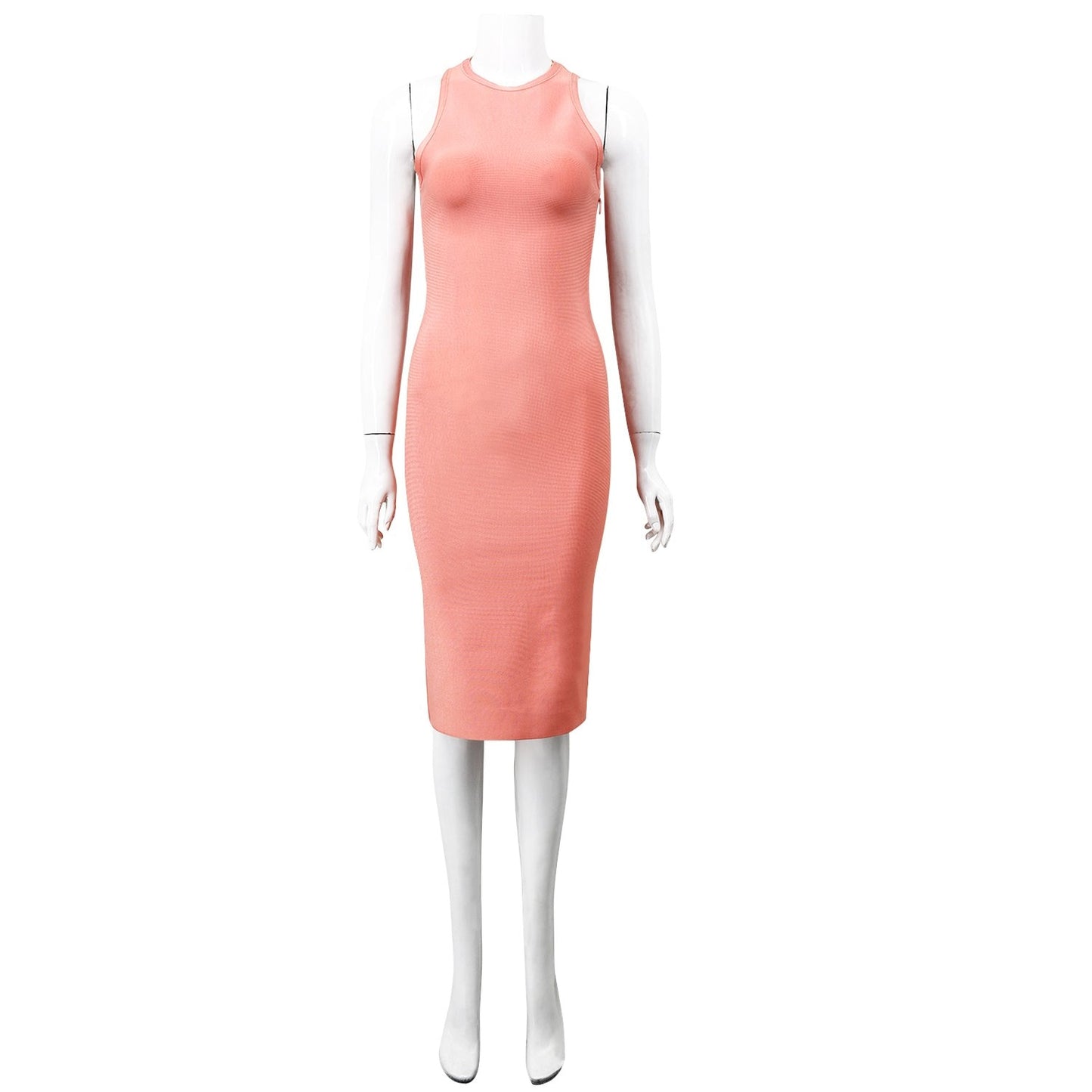 Winnal Sexy Women Pink Bandage Dress Halter Midi Bodycon Rayon