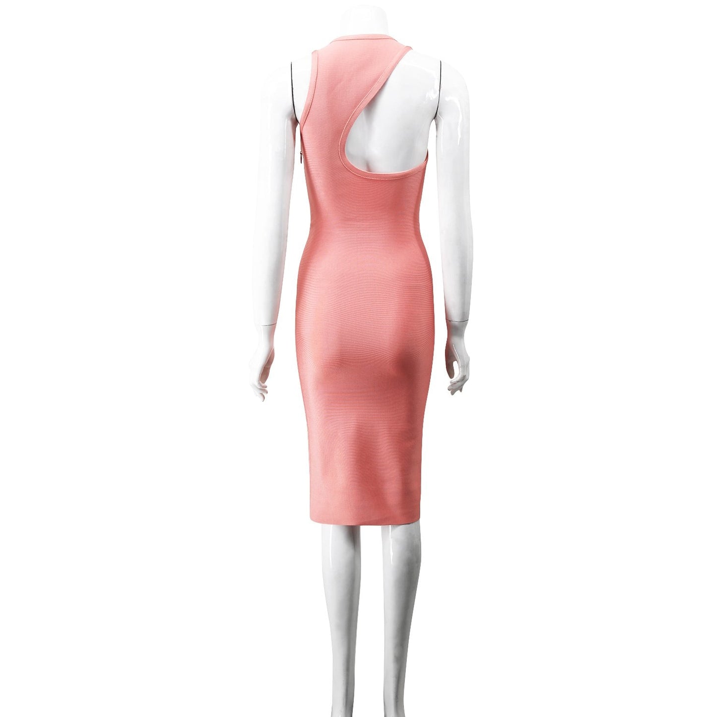 Winnal Sexy Women Pink Bandage Dress Halter Midi Bodycon Rayon