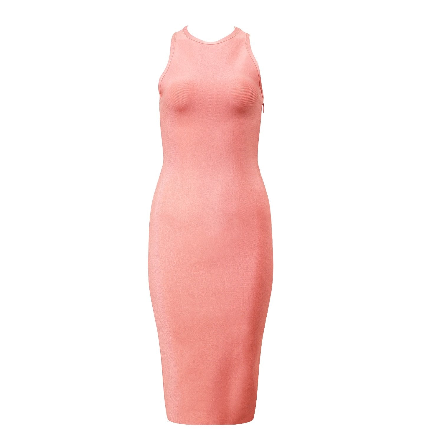 Winnal Sexy Women Pink Bandage Dress Halter Midi Bodycon Rayon