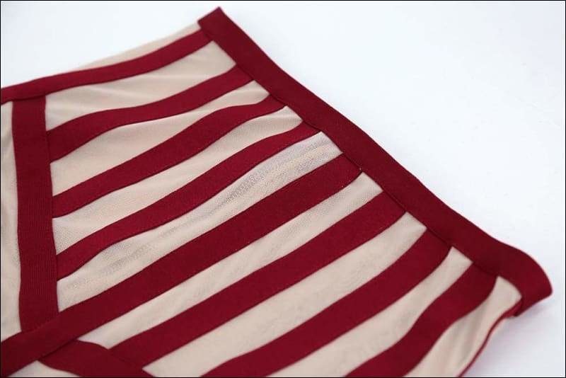 Winnal Sleeveless V-Neck Backless Short Stripe Bodycon Dress