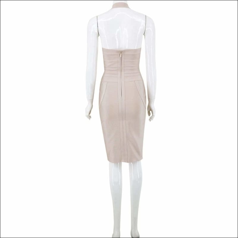 Winnal Sleeveless V Neck Halter Bandage Dress