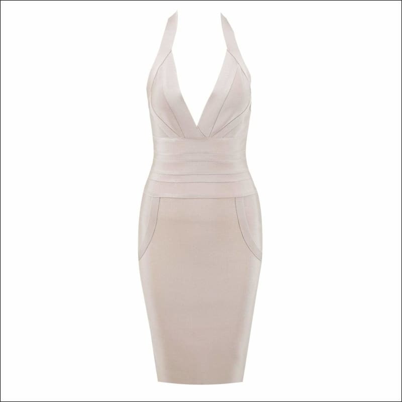 Winnal Sleeveless V Neck Halter Bandage Dress