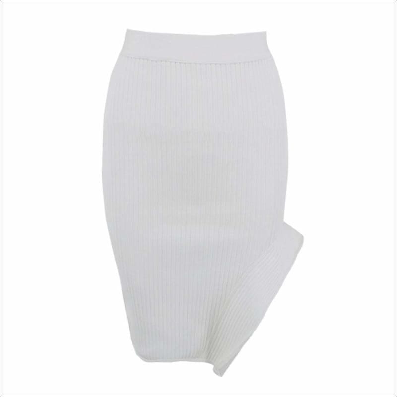Winnal White Knee-length Bandage Pencil Skirt | bodycon skirts